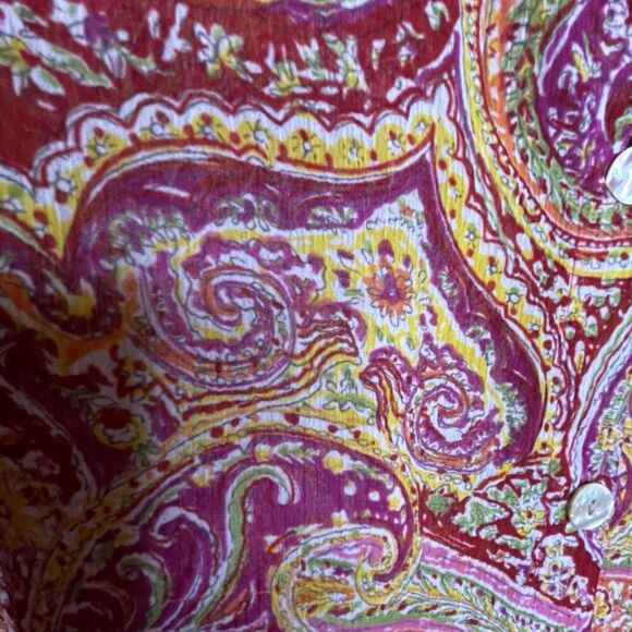 j. h. collectibles Button-Up SheerBlouse Tunic Size L Women’sBohoPaisleyFestival - Picture 8 of 13